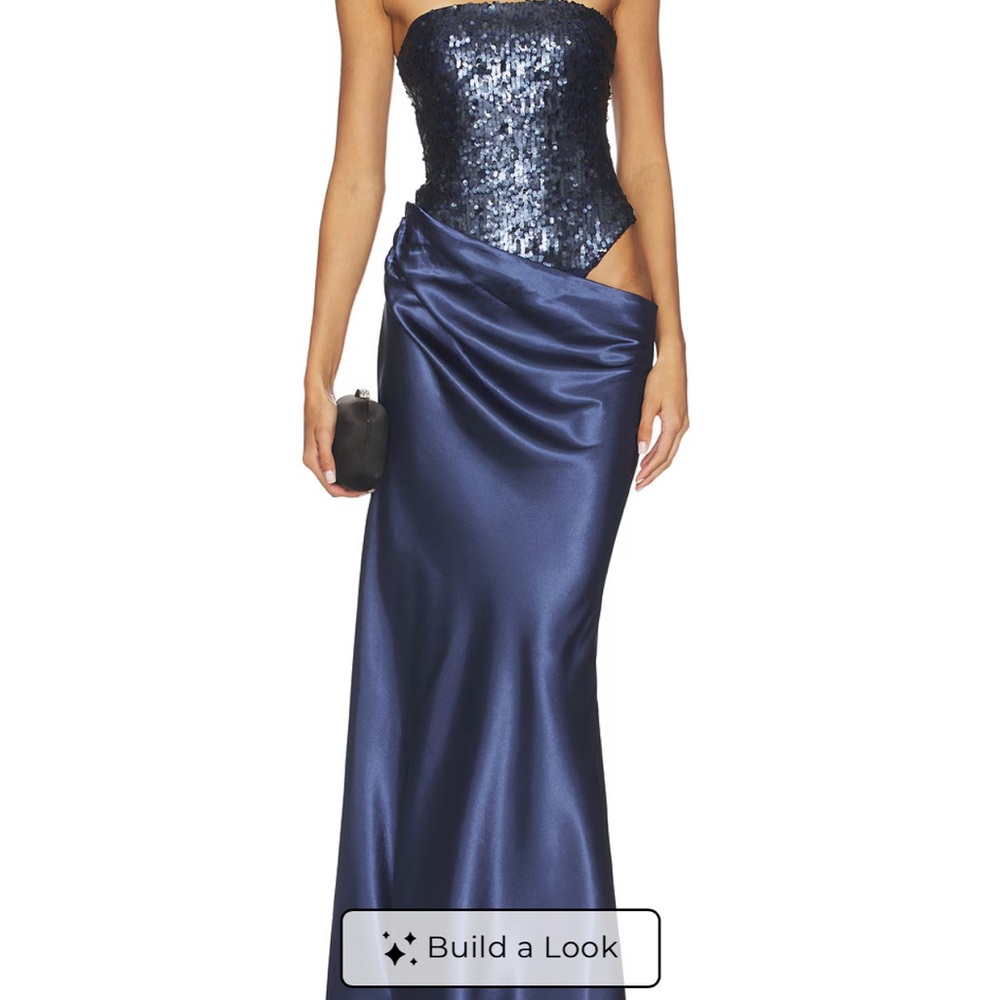 REVOLVE Midnight Blue Sequin Strapless Maxi Dress